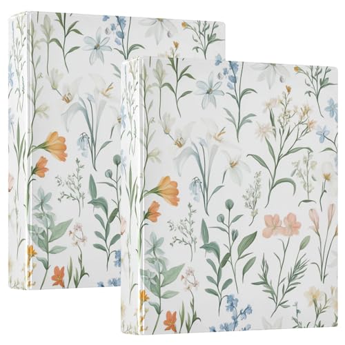 Notizbuch mit drei Ringen, 3,8 cm mit Klemmbrett, 1/2 Packung Ordner für Briefgröße (27,9 x 21,6 cm), 200 Blatt, niedliche Frühlingsblumen, rustikales Weiß von GuoChe
