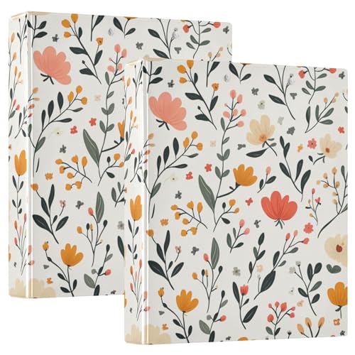 Notizbuchordner mit 3 Ringen, 3,8 cm (1 1/2 Zoll) mit Klemmbrett, 1/2 Packung Ordner für Studenten, 200 Blatt, niedliche Frühlingsblumen, rustikales Beige von GuoChe