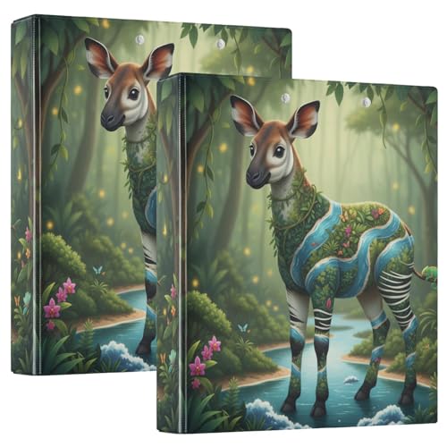 Okapi Congo Rainforest Collage D-Ringe Ordner mit Klemmbrett, 1 Packung, 3,8 cm Büroordner, Büro, Business, Hardcover von GuoChe