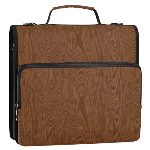 Ordner-Organizer mit 3 Ringen und Reißverschluss, Holzmaserung, braunes Design, 3,8 cm, mit Schultergurt und Griff, für Schüler Ordner-Organizer mit 3 Ringen und Reißverschluss, Holzmaserung, braunes Design, 3,8 cm, mit Schultergurt und Griff, für Schüler von GuoChe