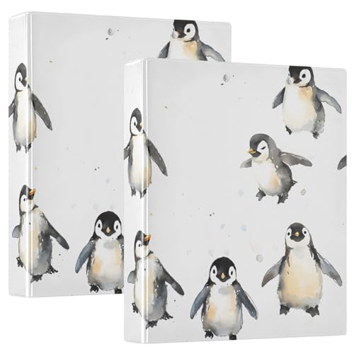 Ordner mit 3 Ringen, 2,5 cm mit Klemmbrett, 1/2 Packung Ordner für Briefgröße (27,9 x 21,6 cm), Hardcover, niedlicher Pinguin von GuoChe