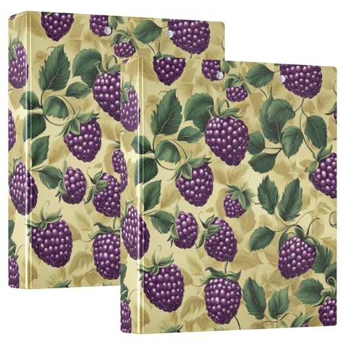 Ordner mit 3 Ringen, 3,5 cm, mit Klemmbrett, 1/2er-Pack, Schulhefter, 200 Blatt, Sweet Berry Fruit Purple Ordner mit 3 Ringen, 3,5 cm, mit Klemmbrett, 1/2er-Pack, Schulhefter, 200 Blatt, Sweet Berry Fruit Purple von GuoChe