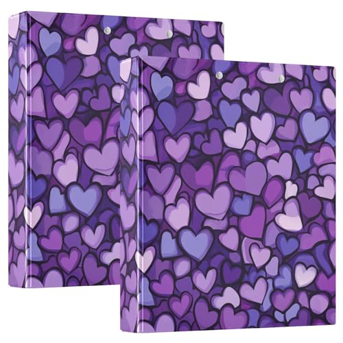 Ordner mit 3 Ringen, 3,8 cm, mit Klemmbrett, 1/2 Stück, Collegebinder, für Studenten, Hardcover, niedliche violette Herzen, Valentinstag Ordner mit 3 Ringen, 3,8 cm, mit Klemmbrett, 1/2 Stück, Collegebinder, für Studenten, Hardcover, niedliche violette Herzen, Valentinstag von GuoChe
