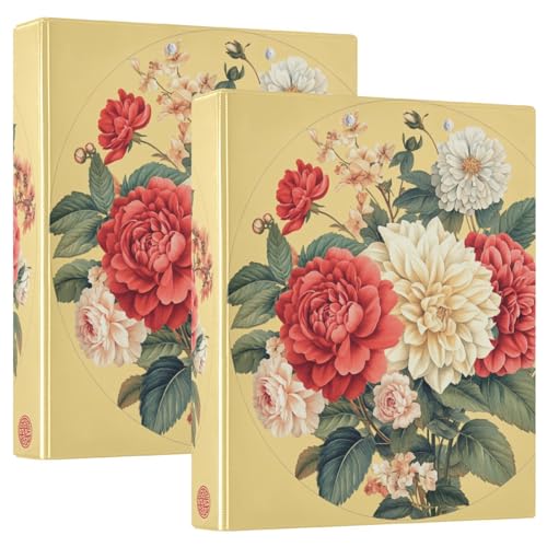 Ordner mit 3 Ringen, 3,8 cm, mit Klemmbrett, 1/2er-Pack, Ordner für die Schule, Hardcover, Blumen, Rose, Dahlie, Gladiolen, Gelb, 1 Ordner mit 3 Ringen, 3,8 cm, mit Klemmbrett, 1/2er-Pack, Ordner für die Schule, Hardcover, Blumen, Rose, Dahlie, Gladiolen, Gelb, 1 von GuoChe