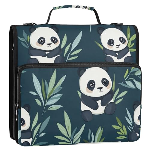 Ordner mit 3 Ringen, Motiv Panda-Blätter, Blau, 3,8 cm, mit extra Taschen mit Griff, wasserdicht, Dokumenten-Organizer für Schule/Büro Ordner mit 3 Ringen, Motiv Panda-Blätter, Blau, 3,8 cm, mit extra Taschen mit Griff, wasserdicht, Dokumenten-Organizer für Schule/Büro von GuoChe