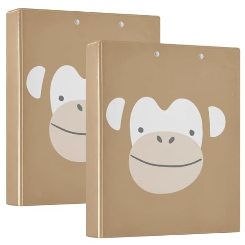 Ordner mit 3 Ringen, niedliches Tierporträt, Affe, 3,8 cm, mit Innentaschen, 1/2er-Pack, verschiedene Ordner, Hardcover von GuoChe