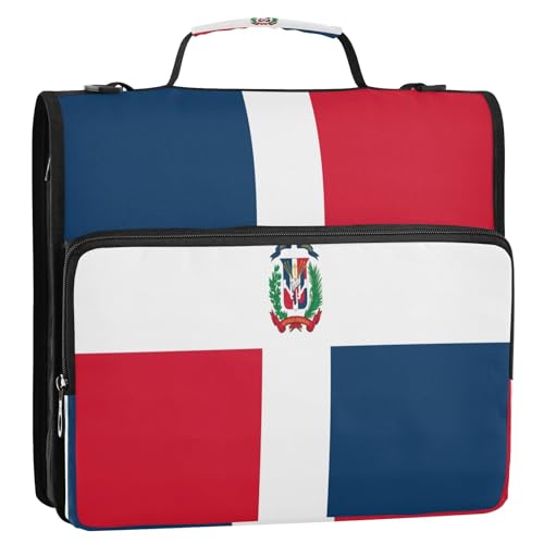 Ordner mit Dominikanische Republik-Flagge, 3,8 cm, 3 Ringe, stabiler Reißverschluss, mit Schultergurt, Dokumentenmappe für Büro, Schule Ordner mit Dominikanische Republik-Flagge, 3,8 cm, 3 Ringe, stabiler Reißverschluss, mit Schultergurt, Dokumentenmappe für Büro, Schule von GuoChe