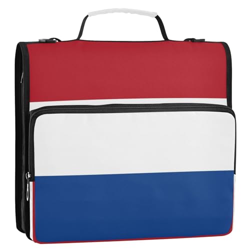 Ordner mit Flagge, Niederlande, 3,8 cm, 3 Ringe, Organizer mit Schultergurt, mehrere Taschen, Schulordner für Schule/Büro von GuoChe
