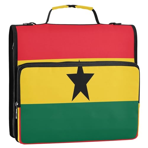 Ordner mit Ghana-Flagge, 3,8 cm, 3 Ringe, mit extra Taschen mit Griff, wasserdicht, Schulbedarf, Organizer, geeignet für Mittelschule Ordner mit Ghana-Flagge, 3,8 cm, 3 Ringe, mit extra Taschen mit Griff, wasserdicht, Schulbedarf, Organizer, geeignet für Mittelschule von GuoChe