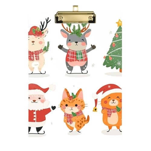 Ordner mit Klemmbrett, Hartfaserplatte für Klemmbrett, Lehrer, Größe 22,9 x 30,5 cm, niedliche Weihnachtsfiguren von GuoChe