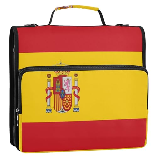 Ordner mit Spanien-Flagge, 3 Ringe, 3,8 cm, Ordner-Organizer mit Griff, mehrere Taschen, Dokumenten-Organizer für Schule/Büro Ordner mit Spanien-Flagge, 3 Ringe, 3,8 cm, Ordner-Organizer mit Griff, mehrere Taschen, Dokumenten-Organizer für Schule/Büro von GuoChe