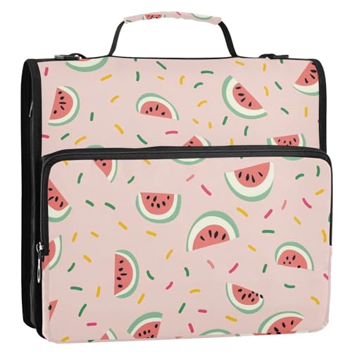 Ordner mit Wassermelonenscheiben auf Rouge, 3,8 cm, mit extra Taschen und Schultergurt, mehrere Taschen, Dokumentenmappe, Organizer für Mittelschüler Ordner mit Wassermelonenscheiben auf Rouge, 3,8 cm, mit extra Taschen und Schultergurt, mehrere Taschen, Dokumentenmappe, Organizer für Mittelschüler von GuoChe