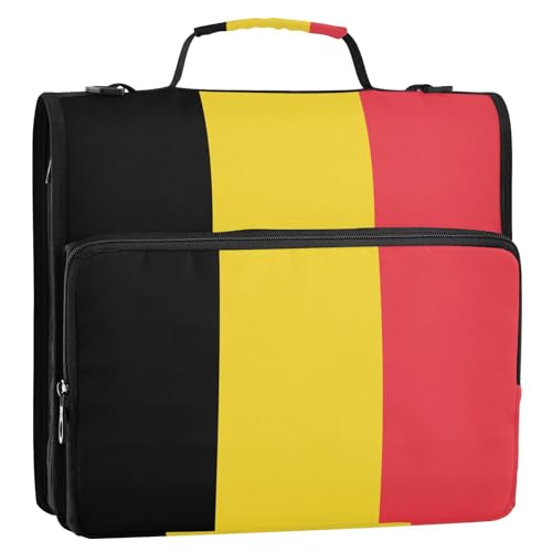 Ordner mit belgischer Flagge, 3 Ringe, 3,8 cm, Reißverschluss mit Schultergurt, inklusive Reißverschlusstasche, Dokumentenmappe, Organizer für Büro, Schule Ordner mit belgischer Flagge, 3 Ringe, 3,8 cm, Reißverschluss mit Schultergurt, inklusive Reißverschlusstasche, Dokumentenmappe, Organizer für Büro, Schule von GuoChe
