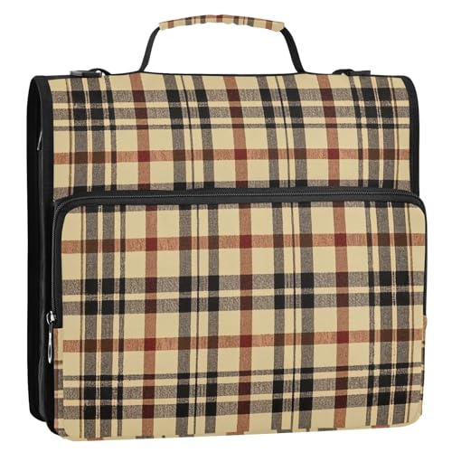 Organizer mit 3 Ringen, kariert, braun, 3,8 cm, mit Griff, wasserdicht, Schulbedarf, Organizer für Mittelschüler von GuoChe