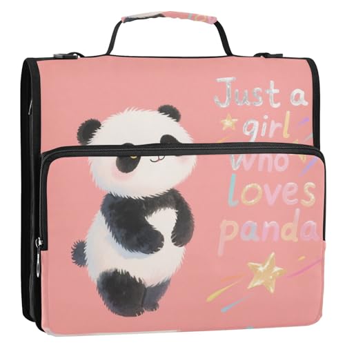 Panda Girl Blush Print 3,8 cm 3-Ringe Reißverschluss Ordner mit Gurt Multi-Pocket Dokumentenmappe Organizer für Mittelschüler Panda Girl Blush Print 3,8 cm 3-Ringe Reißverschluss Ordner mit Gurt Multi-Pocket Dokumentenmappe Organizer für Mittelschüler von GuoChe