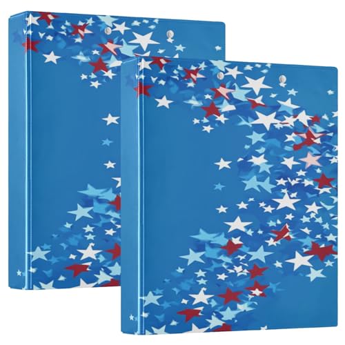 Patriotische D-Ringbücher mit blauer Flagge und Sternen, mit Tascheneinband, 3,8 cm, ästhetischer Ordner, Schreibwaren, 200 Blatt Patriotische D-Ringbücher mit blauer Flagge und Sternen, mit Tascheneinband, 3,8 cm, ästhetischer Ordner, Schreibwaren, 200 Blatt von GuoChe