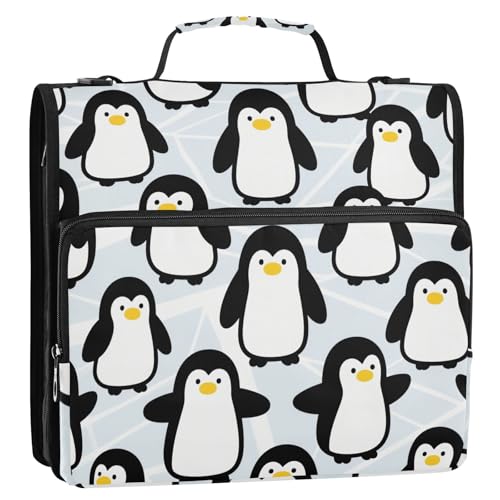 Penguin Group Aktenordner mit 3 Ringen, stabiler Reißverschluss, mit Griff und abnehmbarem Schultergurt, mehrere Taschen, Reißverschluss-Portfolio für Schule/Büro, Hellblau Penguin Group Aktenordner mit 3 Ringen, stabiler Reißverschluss, mit Griff und abnehmbarem Schultergurt, mehrere Taschen, Reißverschluss-Portfolio für Schule/Büro, Hellblau von GuoChe