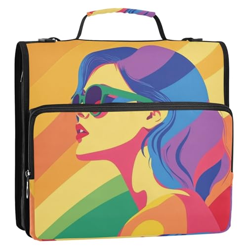 Pride Month A Coloful Girl 3 Ringe Reißverschluss Ordner mit Riemen, wasserdicht, Dokumentenmappe für Büro, Schule Pride Month A Coloful Girl 3 Ringe Reißverschluss Ordner mit Riemen, wasserdicht, Dokumentenmappe für Büro, Schule von GuoChe