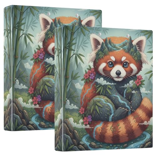 Red Panda Mountain Safari Collage Klemmbrett Ordner mit Taschen, 1 Packung, 3,8 cm, Bürobedarf, Hardcover von GuoChe