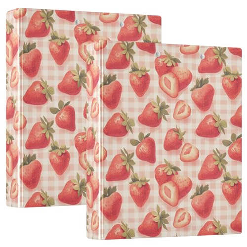 Red Stberries Aufbewahrungsordner mit Taschen, 1 Packung, 3,8 cm, sortierte Ordner, Dokumentenaufbewahrung, Hardcover von GuoChe