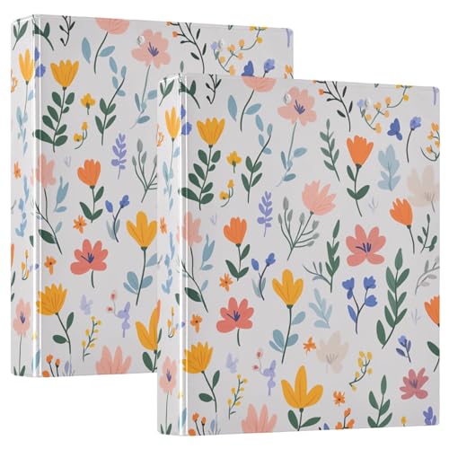 Ringbuch, rund, 3,8 cm, mit Taschen, 1/2er-Pack, Schulhefter, 200 Blatt, kleine Blumen, Beige Ringbuch, rund, 3,8 cm, mit Taschen, 1/2er-Pack, Schulhefter, 200 Blatt, kleine Blumen, Beige von GuoChe