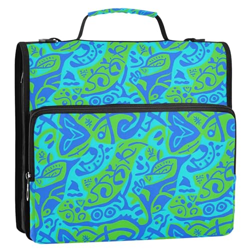 Ringbuch-Organizer mit 3 Ringen, Paisleymuster, 3,8 cm, mit Gurt, für Schule, Büro, Blau / Grün Ringbuch-Organizer mit 3 Ringen, Paisleymuster, 3,8 cm, mit Gurt, für Schule, Büro, Blau / Grün von GuoChe