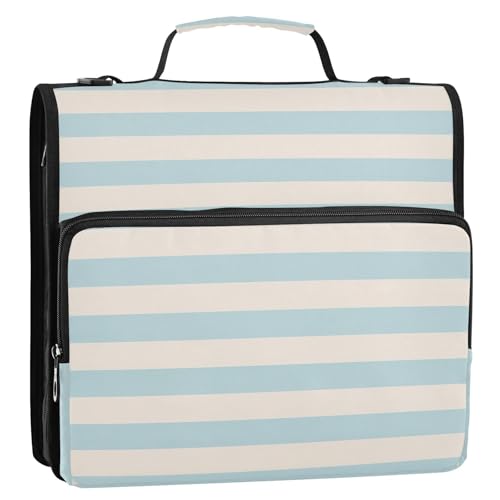 Ringbuch-Organizer mit 3 Ringen, gestreift, hellblau, mit Griff, für Schulbedarf, Organizer für Schule/Büro Ringbuch-Organizer mit 3 Ringen, gestreift, hellblau, mit Griff, für Schulbedarf, Organizer für Schule/Büro von GuoChe