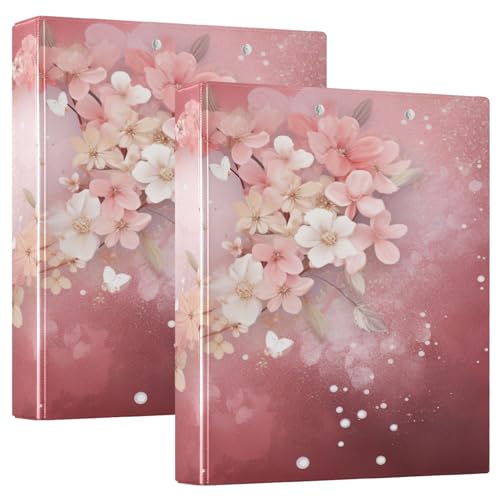 Ringbuch mit 3 Ringen, 2,8 cm, 1,27 cm, mit Taschen, 1/2 Packung, Schülerbinder, 200 Blatt Happy Valentine's Day Love Flowers von GuoChe
