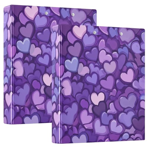 Ringbuch mit 3 Ringen, 3,5 cm mit Klemmbrett, 1/2 Packungen, Collegeordner für Studenten, 200 Blatt, niedliche violette Herzen, Valentinstag Ringbuch mit 3 Ringen, 3,5 cm mit Klemmbrett, 1/2 Packungen, Collegeordner für Studenten, 200 Blatt, niedliche violette Herzen, Valentinstag von GuoChe