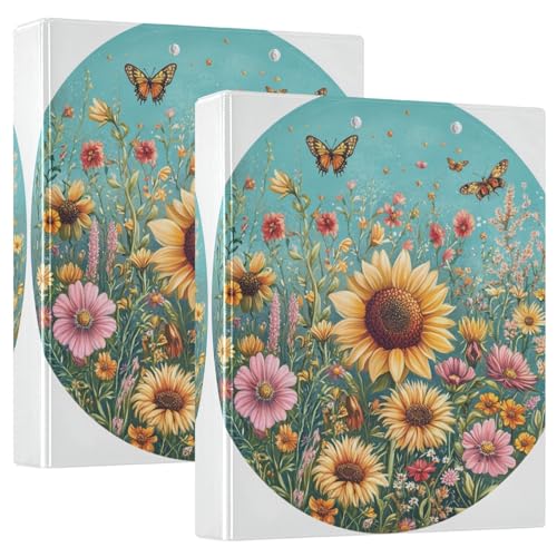 Ringbuch mit 3 Ringen, 3,5 cm mit Klemmbrett, 1/2er-Pack, Schulbedarf, Hardcover Herbstblumen, Sonnenblumen, Schmetterlinge Ringbuch mit 3 Ringen, 3,5 cm mit Klemmbrett, 1/2er-Pack, Schulbedarf, Hardcover Herbstblumen, Sonnenblumen, Schmetterlinge von GuoChe