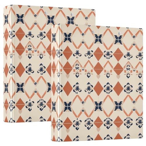 Ringbuch mit 3 Ringen, 3,5 cm mit Tascheneinband, 1/2 Packungen für Briefgröße (27,9 x 21,6 cm), 200 Blatt, lustiges Karomuster, Orange / Beige von GuoChe