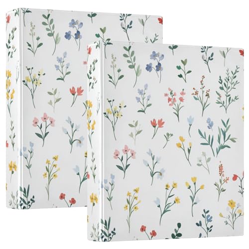 Ringbuch mit 3 Ringen, 3,8 cm, mit Klemmbrett, 1/2 Packung Ordner, Schulbedarf, Hardcover, kleine Frühlingsblumen von GuoChe