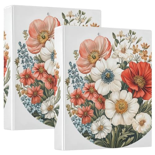 Ringbuch mit 3 Ringen, 3,8 cm, mit Klemmbrett, 1/2 Packungen, Ordner für Schule, Hardcover, Blumen, Blumen, Dianthus, Rose, Weiß Ringbuch mit 3 Ringen, 3,8 cm, mit Klemmbrett, 1/2 Packungen, Ordner für Schule, Hardcover, Blumen, Blumen, Dianthus, Rose, Weiß von GuoChe