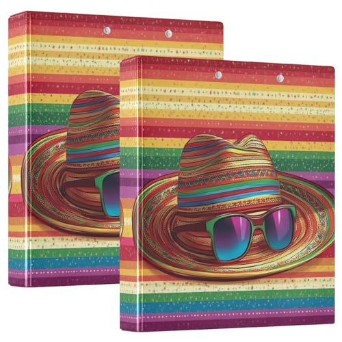 Ringbuch mit 3 Ringen, 3,8 cm, mit Klemmbrett, 1/2er-Pack, Schulbinder, Hardcover, mexikanischer Stil, Cinco De Mayo, mexikanische Sombrero-Sonnenbrille Ringbuch mit 3 Ringen, 3,8 cm, mit Klemmbrett, 1/2er-Pack, Schulbinder, Hardcover, mexikanischer Stil, Cinco De Mayo, mexikanische Sombrero-Sonnenbrille von GuoChe