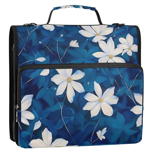 Ringbuch mit 3 Ringen, Blumenmuster, mit extra Taschen und Schultergurt, einfach zu tragen, Schulordner, Organizer für Schule/Büro Ringbuch mit 3 Ringen, Blumenmuster, mit extra Taschen und Schultergurt, einfach zu tragen, Schulordner, Organizer für Schule/Büro von GuoChe