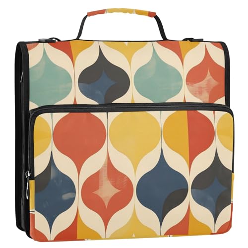 Ringbuch mit 3 Ringen, Retro-Stil, Wellenmuster, 3,8 cm, mit Griff, mehrere Taschen, tragbar, für Zuhause, Reisen, sichere Aufbewahrungstasche für Büro, Schule Ringbuch mit 3 Ringen, Retro-Stil, Wellenmuster, 3,8 cm, mit Griff, mehrere Taschen, tragbar, für Zuhause, Reisen, sichere Aufbewahrungstasche für Büro, Schule von GuoChe