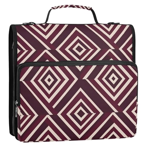 Ringbuch mit 3 Ringen, geometrisches Kastanienbraun, 3,8 cm, mit Reißverschluss und abnehmbarem Schultergurt, wasserdicht, Portfolio-Organizer für Schule/Büro Ringbuch mit 3 Ringen, geometrisches Kastanienbraun, 3,8 cm, mit Reißverschluss und abnehmbarem Schultergurt, wasserdicht, Portfolio-Organizer für Schule/Büro von GuoChe
