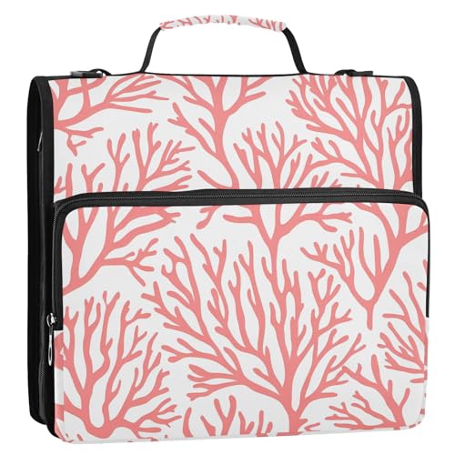 Ringbuch mit 3 Ringen, mit Reißverschluss, mit Schultergurt, mehrere Taschen, Reißverschluss, Portfolio für Schule und Büro, 3,8 cm, Korallenrot Ringbuch mit 3 Ringen, mit Reißverschluss, mit Schultergurt, mehrere Taschen, Reißverschluss, Portfolio für Schule und Büro, 3,8 cm, Korallenrot von GuoChe