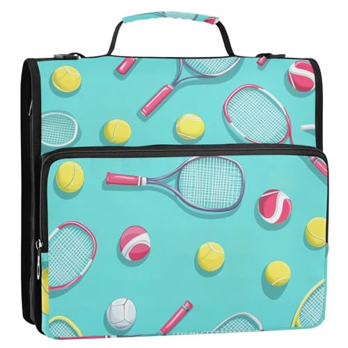 Ringbuch mit Tennisschläger-Bälle, 3,8 cm, mit extra Taschen mit Gurt, einfach zu transportieren, Schulbedarf, Organizer für Mittelschule Ringbuch mit Tennisschläger-Bälle, 3,8 cm, mit extra Taschen mit Gurt, einfach zu transportieren, Schulbedarf, Organizer für Mittelschule von GuoChe