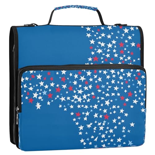 Ringbuch mit blauer Flagge und Sternen, patriotischer Organizer mit 3 Ringen, inklusive Reißverschlusstasche, Schulbedarf, Organizer, geeignet für Mittelschule Ringbuch mit blauer Flagge und Sternen, patriotischer Organizer mit 3 Ringen, inklusive Reißverschlusstasche, Schulbedarf, Organizer, geeignet für Mittelschule von GuoChe