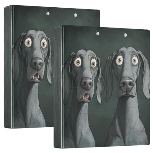 Ringbuch mit drei Ringen, 3,5 cm mit Taschen, 1/2er-Pack für Briefgröße (27,9 x 21,6 cm), Hardcover mit zwei lustigen Hunden von GuoChe