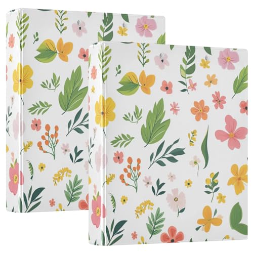 Ringbuch mit drei Ringen, 3,8 cm, mit Innentaschen, 1/2er-Pack, Ordner für die Schule, 200 Blatt, Frühling, niedliche, bunte Blumen, Weiß Ringbuch mit drei Ringen, 3,8 cm, mit Innentaschen, 1/2er-Pack, Ordner für die Schule, 200 Blatt, Frühling, niedliche, bunte Blumen, Weiß von GuoChe