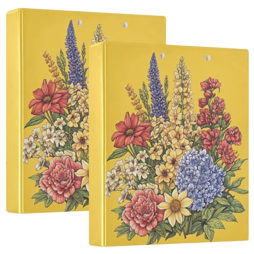 Ringbuch mit drei Ringen, 3,8 cm, mit Klemmbrett, 1/2er-Pack, Schulbedarf, Hardcover, Blumenstrauß auf Gelb Ringbuch mit drei Ringen, 3,8 cm, mit Klemmbrett, 1/2er-Pack, Schulbedarf, Hardcover, Blumenstrauß auf Gelb von GuoChe