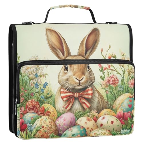 Ringbuch mit floraler Schleife, Hase, Eier, Ostern, 3,8 cm, 3 Ringe, Reißverschluss, Ordner mit Gurt, einfach zu tragen, Schulbedarf, Organizer für Mittelschule Ringbuch mit floraler Schleife, Hase, Eier, Ostern, 3,8 cm, 3 Ringe, Reißverschluss, Ordner mit Gurt, einfach zu tragen, Schulbedarf, Organizer für Mittelschule von GuoChe