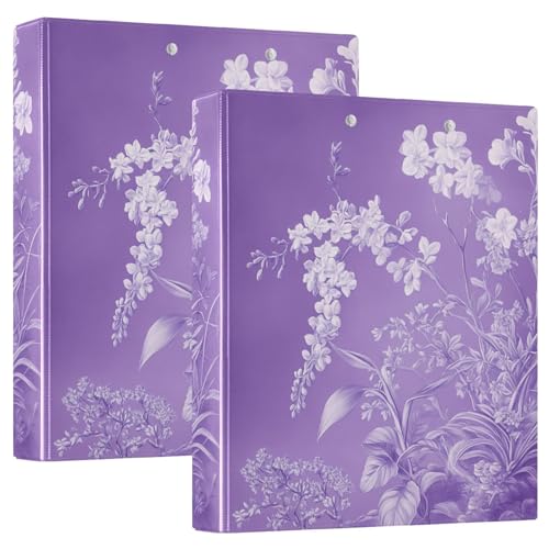 Ringbuch mit runden Ringen, 1 und 1/2 Zoll mit Taschen, 1/2er-Pack, Ordner für Studenten, 200 Blatt, hellviolette Blumen Ringbuch mit runden Ringen, 1 und 1/2 Zoll mit Taschen, 1/2er-Pack, Ordner für Studenten, 200 Blatt, hellviolette Blumen von GuoChe