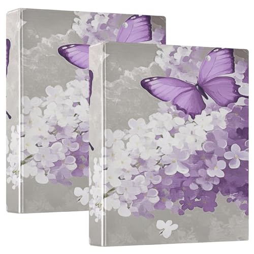 Ringbuch mit runden Ringen, 3,5 cm mit Innentaschen, 1/2 Stück, Collegebindern für Studenten, 200 Blatt, violette Blumen, Schmetterlinge Ringbuch mit runden Ringen, 3,5 cm mit Innentaschen, 1/2 Stück, Collegebindern für Studenten, 200 Blatt, violette Blumen, Schmetterlinge von GuoChe
