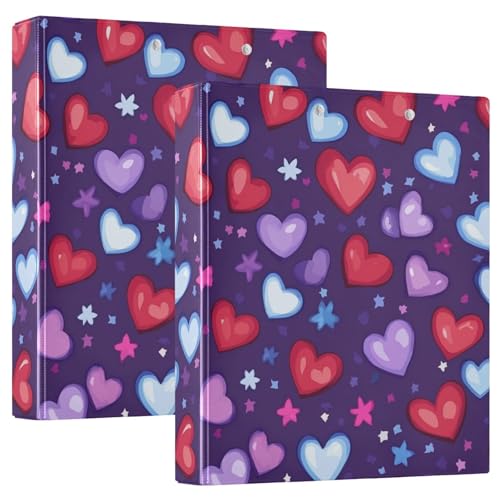 Ringbuch mit runden Ringen, 3,5 cm mit Klemmbrett, 1/2 Stück, Collegeordner für Studenten, 200 Blatt, niedliche violette Herzen, Valentinstag Ringbuch mit runden Ringen, 3,5 cm mit Klemmbrett, 1/2 Stück, Collegeordner für Studenten, 200 Blatt, niedliche violette Herzen, Valentinstag von GuoChe