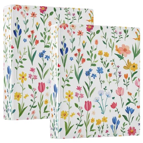 Ringbuch mit runden Ringen, 3,8 cm, mit Taschen, 1/2 Stück, Schulbedarf, Hardcover, Frühling, niedlich, bunte Blumen, Weiß Ringbuch mit runden Ringen, 3,8 cm, mit Taschen, 1/2 Stück, Schulbedarf, Hardcover, Frühling, niedlich, bunte Blumen, Weiß von GuoChe