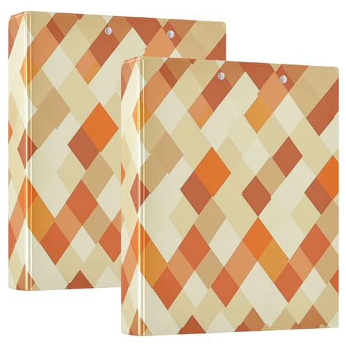 Ringbuchordner mit runden Ringen, 1 und 1/2 Zoll mit Klemmbrett, 1/2er-Pack, Ordner für die Schule, 200 Blatt, lustiges Karomuster, Orange von GuoChe