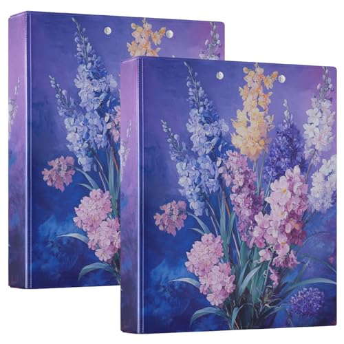 Ringbuchordner mit runden Ringen, 3,8 cm mit Klemmbrett, 1/2er-Pack, Schulhefter, 200 Blatt, lila, rosa, Blumenstrauß Ringbuchordner mit runden Ringen, 3,8 cm mit Klemmbrett, 1/2er-Pack, Schulhefter, 200 Blatt, lila, rosa, Blumenstrauß von GuoChe